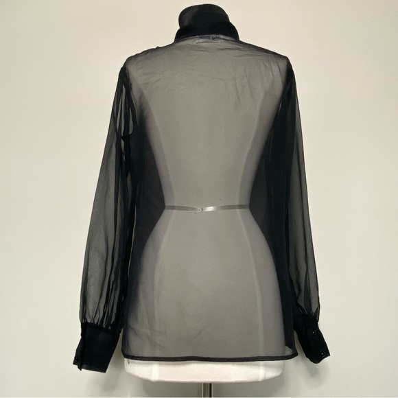 Yves Jennet Vintage Sheer Black Tie Neck Formal Topper Shrug, One Size - Picture 7 of 12